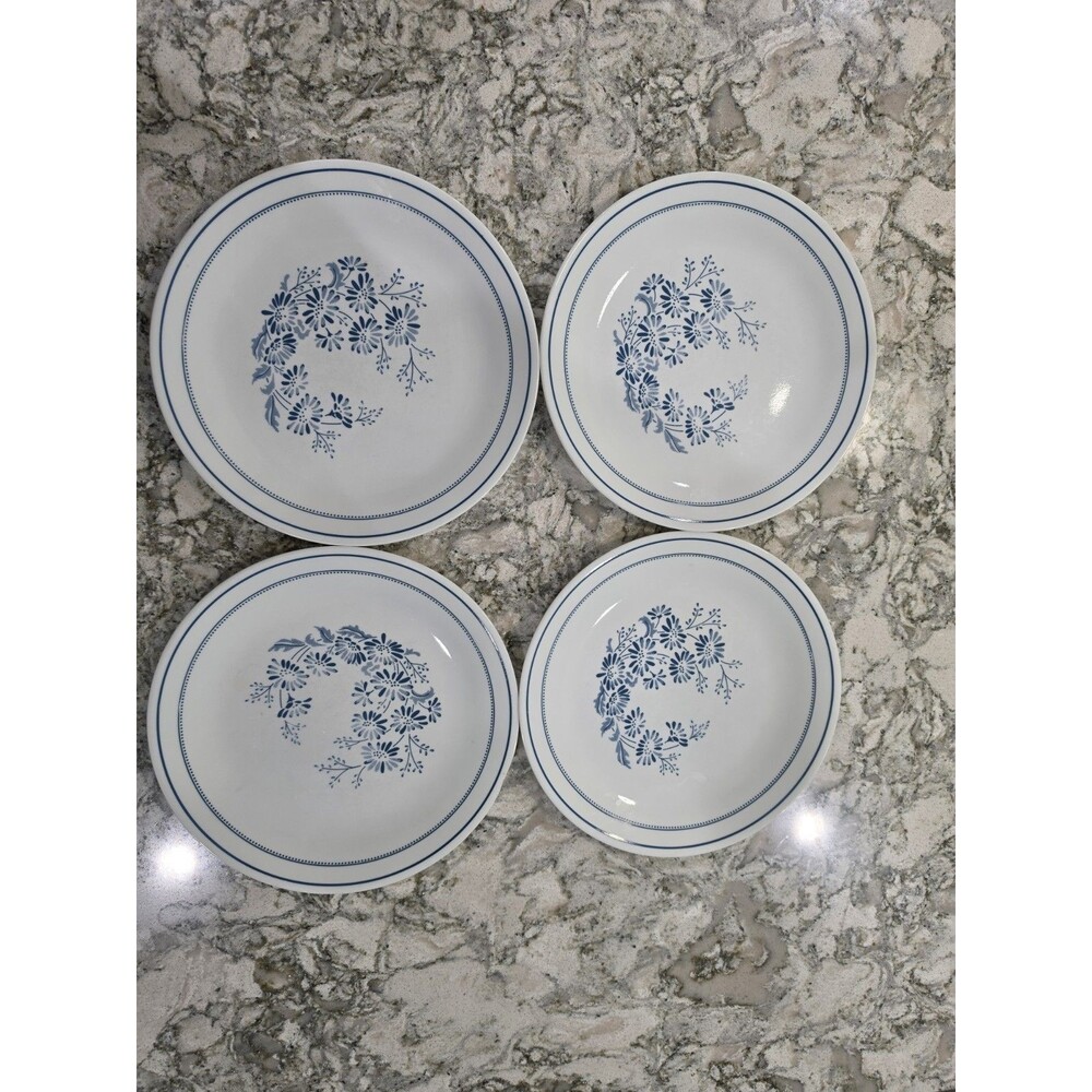 Lot Of 4 Corelle Blue/white Colonial Mist Dinner Plates 10"